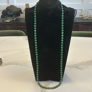 TOVA - Fern Green Crystal Layering Necklace in Gunmetal w/ Green Patina Wash